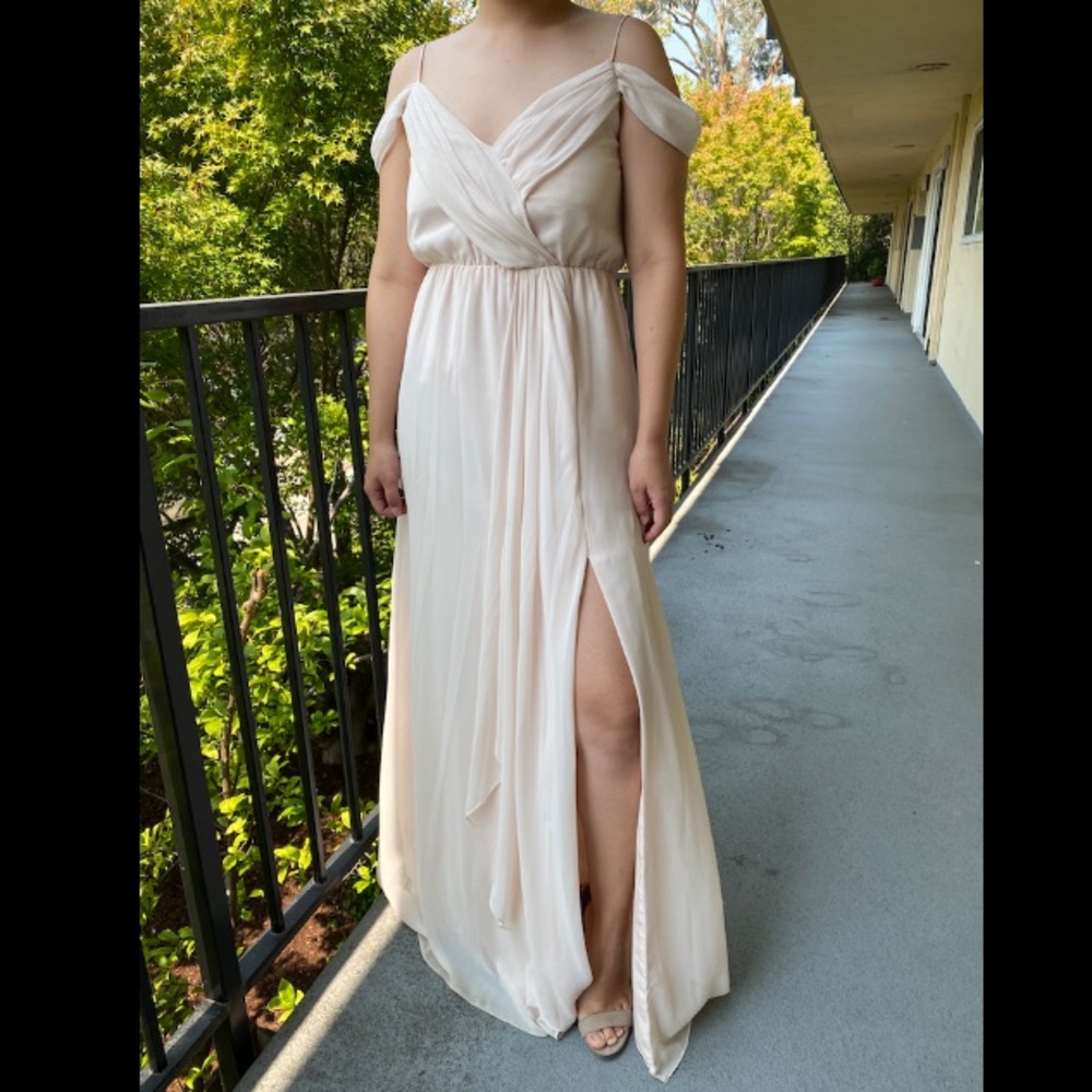 Watters Linden Dress, French Vanilla/Blush, Sz 2